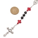 Collar de cuentas de rosario de madera y turquesa sintética NJEW-JN04431-03-3