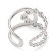 304 Stainless Steel Hollow Knot Open Cuff Ring for Women RJEW-I098-29P-3