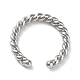 Rack Plating Brass Twist Rope Shape Open Cuff Rings for Women RJEW-Q777-01P-1