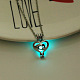 Alloy Heart with Word Mom Cage Pendant Necklace with Luminous Plastic Beads LUMI-PW0001-084P-01-1