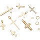 BENECREAT 16Pcs 8 Styles 18K Gold Plated Cross Pendants Brass Pendants and 40Pcs 2 Size 304 Stainless Steel Jump Rings for DIY Necklace Earrings Jewelry Making KK-BC0002-81-4