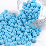 Glass Seed Beads, Opaque Colours Seed, Small Craft Beads for DIY Jewelry Making, Round, Light Sky Blue, 4mm, Hole:1.5mm, about 4500pcs/pound