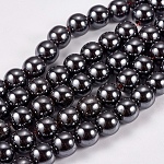 Non magnetici perle ematite sintetico fili, tondo, nero, 8mm, Foro: 1.5 mm, circa 50pcs/filo