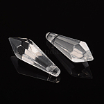 Faceted Glass Pendants, Crystal Suncatcher, Clear, 36~38x12~14mm, Hole: 1mm