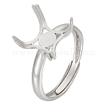 1 pieza ajustable con 925 accesorios para anillos de plata de ley chapados en rodio, Engaste de anillo solitario de compromiso, engastes de anillo de garras, con sello s925, Platino, nosotros tamaño 8 1/2 (18.5 mm), Bandeja: 11.5x11.5 mm