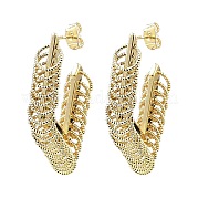 Серьги-гвоздики из латуни с ромбами и кольцами EJEW-E600-02G