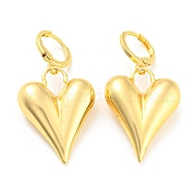 Серьги из латуни с подвесками в форме сердца EJEW-A028-22G