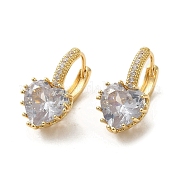 Серьги-кольца из золотой латуни с микропаве из циркония EJEW-C073-07A-G