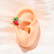 Серьги-каффы из клубничной латуни с микропаве из прозрачных кубических цирконий EJEW-U062-06B-G