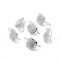 Eco-Friendly Plastic Earring Hooks, with 304 Stainless Steel Beads and  Horizontal Loop, Round, Silver, 15.5x8x0.7mm, Hole: 1.2mm, 24 Gauge, Pin:  0.5mm