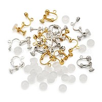 PH PandaHall 36 Pcs Brass Screw Back Clip-on Earring Component 17x13.5x5mm  for Non-Pierced Ears 3 Colors