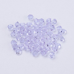 Perles d'imitation cristal autrichien, grade AAA, k9 verre, facette, Toupie, support violet, 3x3mm, Trou: 0.7~0.9mm