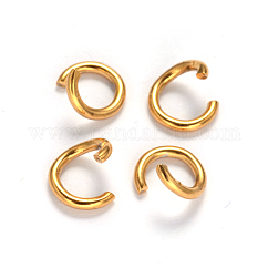 Anillos de salto abiertos de acero inoxidable 304 con recubrimiento iónico (IP), redondo, real 18k chapado en oro, 18 diámetro, 6x1mm, diámetro interior: 4 mm