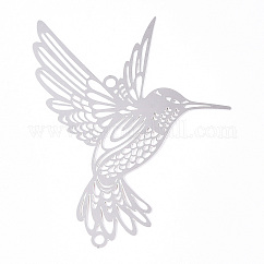 201 Verbindungsanhänger aus Edelstahl, Vogel-Verbinder, Edelstahl Farbe, 72.5x62x0.3 mm, Bohrung: 2.5 mm