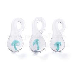 Ciondoli murano in vetro fatto a mano, pyrex, fungo, cielo blu, 21~25x9~10mm, Foro: 3~4 mm