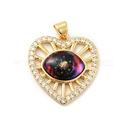 Pendenti a cuore in ottone con micro pavé di zirconi chiari&nbsp;KK-G419-11G