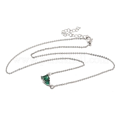 Collane con catena a maglie e ciondolo rettangolare e a cuore in ottone con pavé di zirconi cubici&nbsp;LS-KK-CBAB173-04P-09