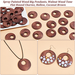 30 gros pendentif en bois peint au pistolet&nbsp;WOOD-PH0002-37