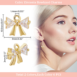 12 pièces 2 couleurs placage en laiton micro pave pendentifs en zircone cubique&nbsp;KK-HY0003-89