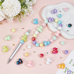 18 Stück 9 Farben UV-beschichtetes undurchsichtiges Acryl & 72 Stück 9 Farben Unterlegscheibe Messing Strass Spacer & 36 Stück 9 Farben UV-beschichtete undurchsichtige Acrylperlen-Zubehörungssets&nbsp;OACR-PH0004-76