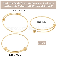 6 pieza de brazalete ajustable de alambre de acero inoxidable 304.&nbsp;MAK-BBC0001-24B-G