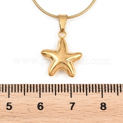 Halskette mit Sternanhänger aus Edelstahl 304 und runder Schlangenkette für Damen&nbsp;NJEW-A069-01G