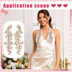 Écussons en tissu avec strass en laiton&nbsp;PATC-WH0031-003G-01