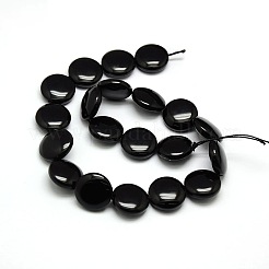 Natürliche flache runde Obsidian Perlen Stränge&nbsp;G-L246-06