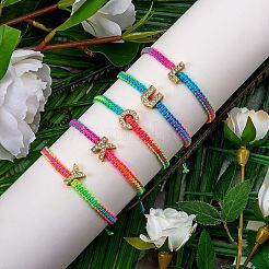 Braccialetto di perline intrecciate con iniziale di strass di cristallo&nbsp;BJEW-SW00037-06