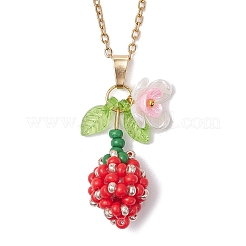 Colliers avec pendentif en forme de fleur en perles de verre et perles d'imitation&nbsp;NJEW-MZ00115-01