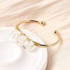 Bracelets manchettes en perles de cristal de quartz naturel pour femmes&nbsp;BJEW-Q035-01G-08