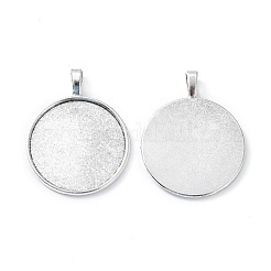 Tibetischer Stil Legierung flache runde Anhänger Fassungen&nbsp;TIBEP-M022-15AS