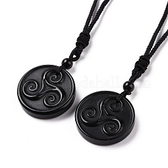 Collana pendente triskele/triskelion con pietre preziose naturali con cordino in nylon da donna&nbsp;NJEW-E091-01
