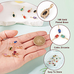 11 pièces 11 couleurs laiton micro pavé pendentifs zircone cubique&nbsp;KK-TA0001-97