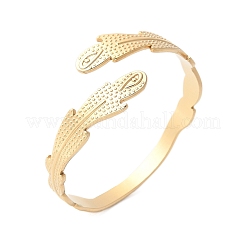 Blatt 304 Edelstahl Manschette Armreifen für Frauen&nbsp;BJEW-U032-09G