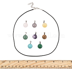 DIY-Sets zur Herstellung runder Anhänger aus natürlichen und synthetischen Edelsteinen und gewachsten Kordelanhängern für Halsketten&nbsp;DIY-FS0008-47