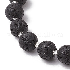 Braccialetti elastici con perline rotonde in pietra lavica naturale e sintetica a tema Halloween&nbsp;BJEW-MZ00185-02