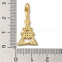 Torre Eiffel con colgante de circonia cúbica transparente con micropavé de latón chapado en estante con palabra 