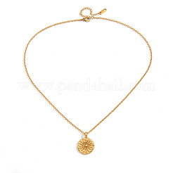 Collares para mujer con colgante de moneda texturizada de flor y luna&nbsp;WG61E47-01