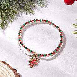 Bracelets multicouches en perles de verre et perles de verre de Noël&nbsp;BJEW-MZ00240-03