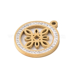 Colgantes de rhinestone de acero inoxidable 304 con flores frescas preservadas&nbsp;STAS-S139-01G-09
