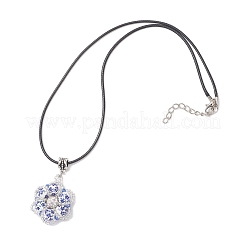 Colgante de flor con cuentas de semillas de porcelana azul y blanca hecho a mano&nbsp;NJEW-MZ00141