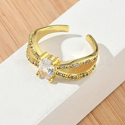 Messing Micro Pave Zirkonia Manschette offene Ringe&nbsp;RJEW-C163-06G