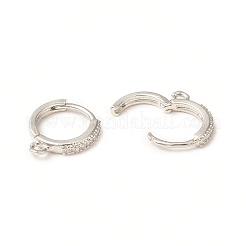 Boucles d'oreilles créoles en laiton avec pavé de zircon cubique transparent&nbsp;KK-C018-01B-P