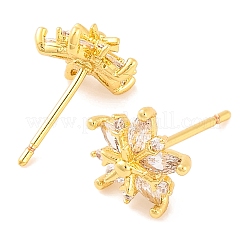 Ohrstecker aus Messing mit Mikropavé und klaren kubischen Zirkonia für Damen&nbsp;EJEW-U015-09G