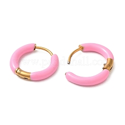 Orecchini a cerchio in acciaio inossidabile 304 e smalto per donna&nbsp;EJEW-S237-13H