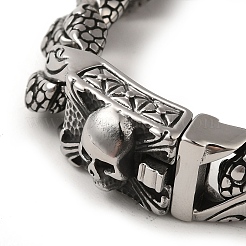 304 Edelstahl Totenkopf Cuban Link Kette Armbänder für Frauen Männer&nbsp;BJEW-Q341-05C-AS
