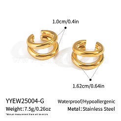 Pendientes de clip de doble capa de acero inoxidable 304 para mujer&nbsp;EX6608