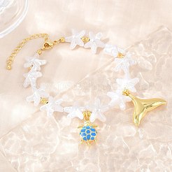 Pulseras con dijes de latón esmaltado con motivos marinos para mujer&nbsp;KK-CBA68DA-15A-G