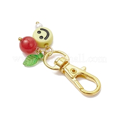 6 pieza de colgante de jade de Malasia teñido y acrílico con cara sonriente&nbsp;HJEW-JM03151